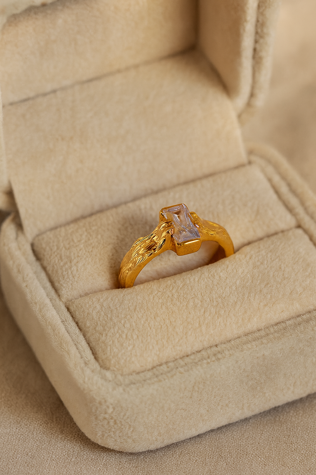 Aurene Ember 24K Gold Plated Zircon Adjustable Ring | Elegant Gold Brass Statement Ring for Women House Of RISMÉ