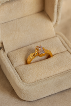 Aurene Ember 24K Gold Plated Zircon Adjustable Ring | Elegant Gold Brass Statement Ring for Women House Of RISMÉ