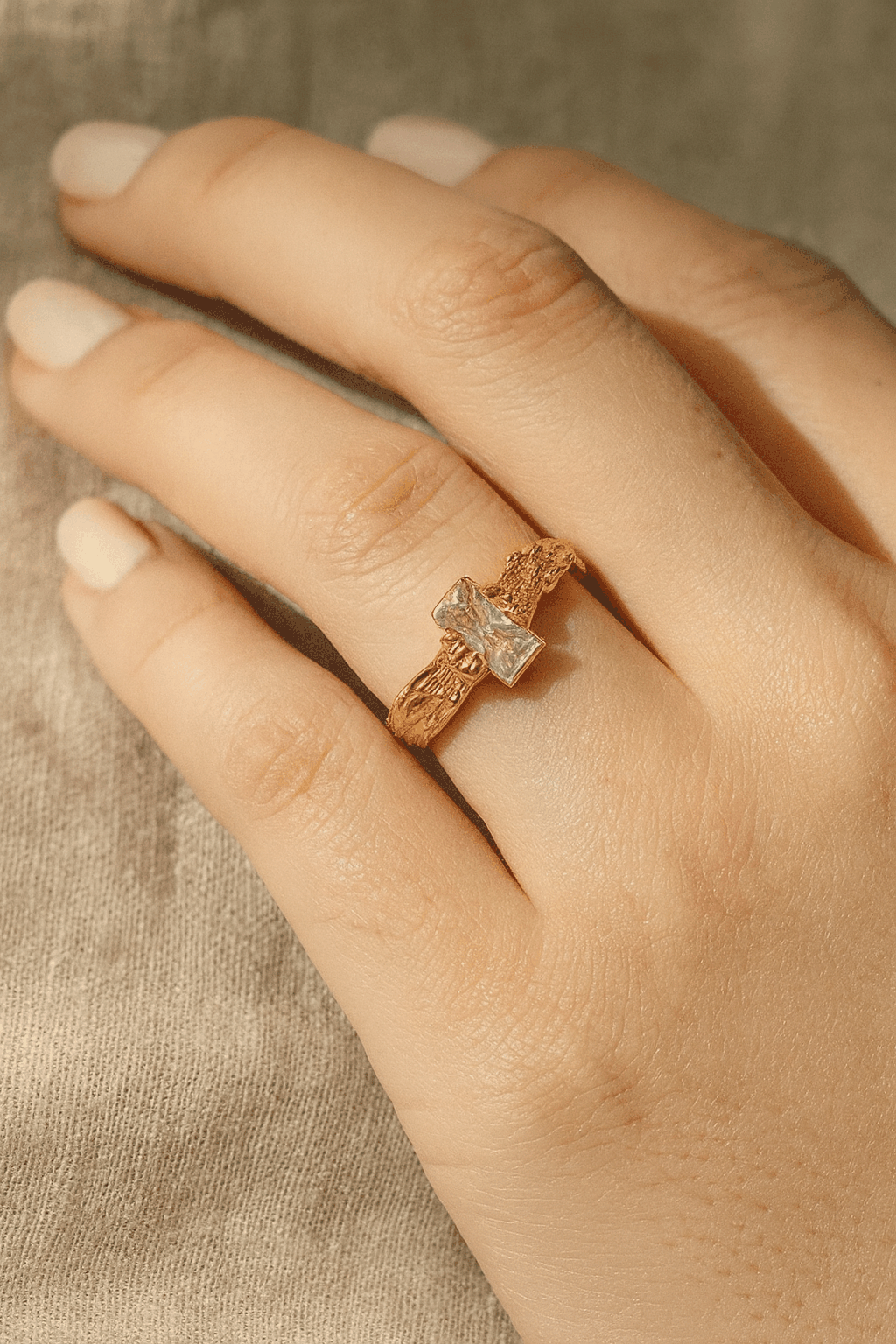 Aurene Ember 24K Gold Plated Zircon Adjustable Ring | Elegant Gold Brass Statement Ring for Women House Of RISMÉ