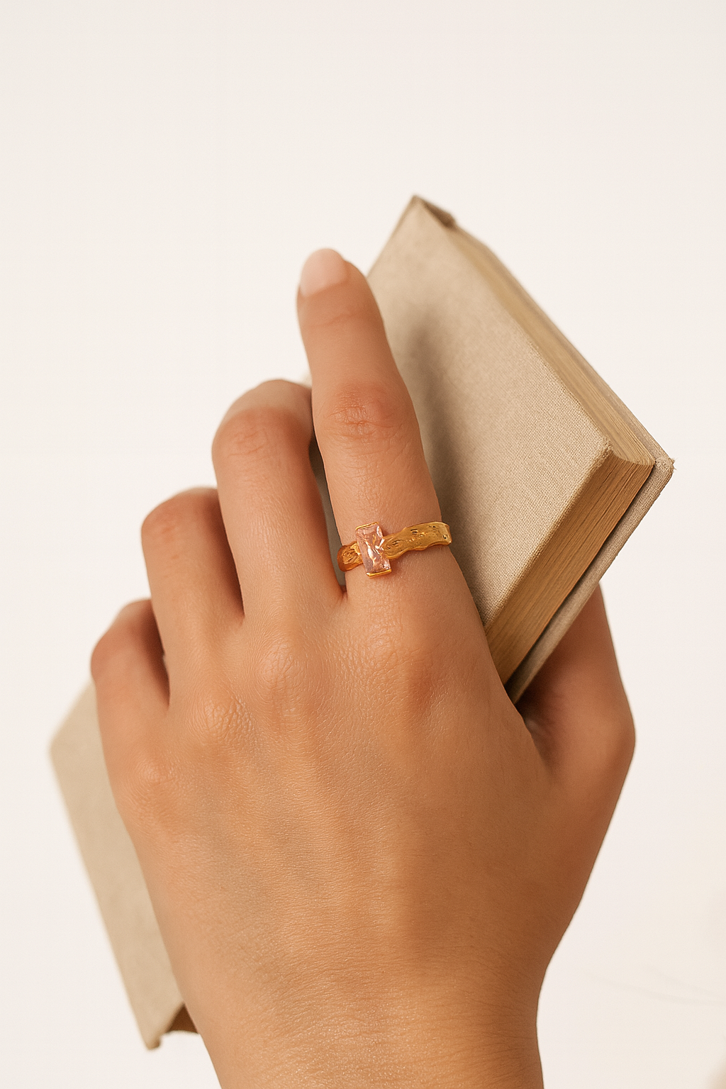 Aurene Ember 24K Gold Plated Zircon Adjustable Ring | Elegant Gold Brass Statement Ring for Women House Of RISMÉ