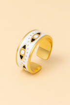 Aureus Evil Eye 18K Gold Plated Adjustable Ring | Gold, White & Black Band, Waterproof & Non-Tarnish Protective Jewelry House Of RISMÉ
