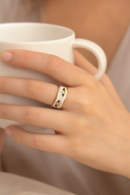 Aureus Evil Eye 18K Gold Plated Adjustable Ring | Gold, White & Black Band, Waterproof & Non-Tarnish Protective Jewelry House Of RISMÉ