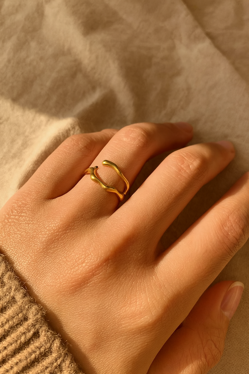 Auric Wreath 18K Gold Plated Adjustable Ring | Wreath Style Band, Waterproof & Non-Tarnish House Of RISMÉ