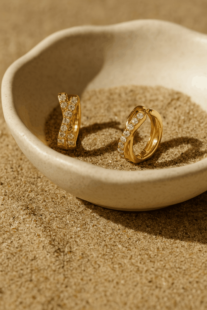 AuriX 925 Sterling Silver Hoop Earrings for Women | 18K Gold & White Gold Plated Zircon Hoops House Of RISMÉ