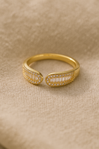 Aurora Bind 18K Gold Plated Zircon Adjustable Ring | Elegant Copper Statement Ring with Sparkling Zircon House Of RISMÉ