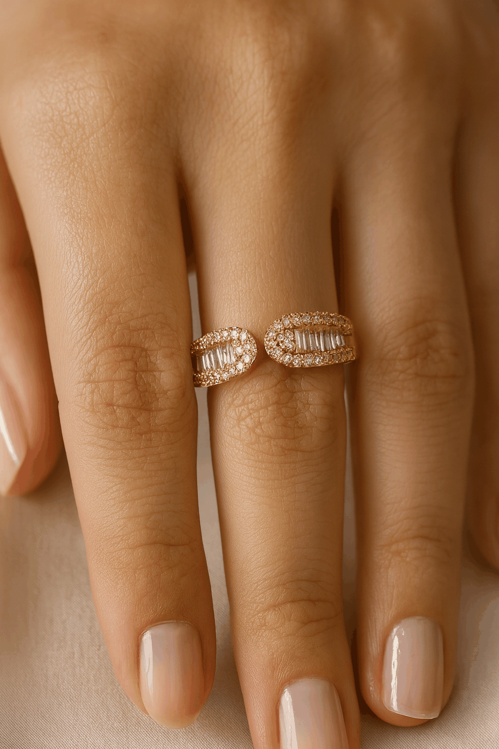 Aurora Bind 18K Gold Plated Zircon Adjustable Ring | Elegant Copper Statement Ring with Sparkling Zircon House Of RISMÉ