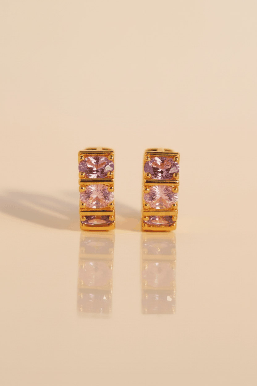 Blush Luxe Zircon Earrings for Women | 24K Gold Plated Elegant Statement Earrings House Of RISMÉ