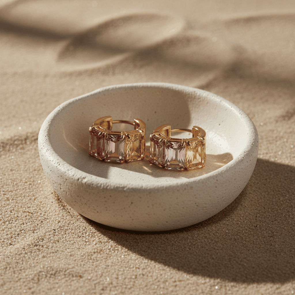 Blush Luxe Zircon Earrings for Women | 24K Gold Plated Elegant Statement Earrings House Of RISMÉ