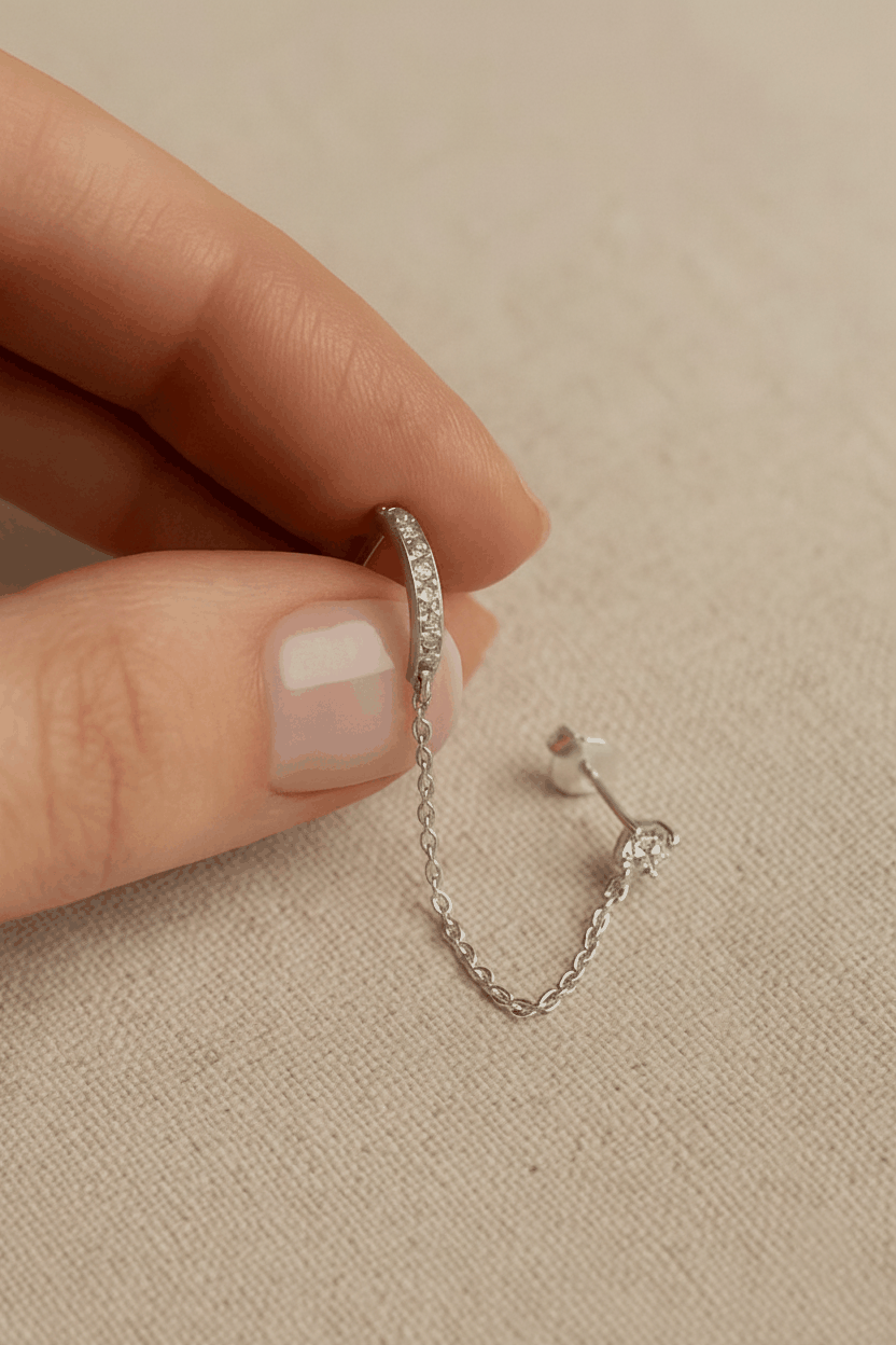 Celeste Connect 925 Sterling Silver Chain Earrings for Women | Gold & White Gold Plated Zircon Earrings House Of RISMÉ