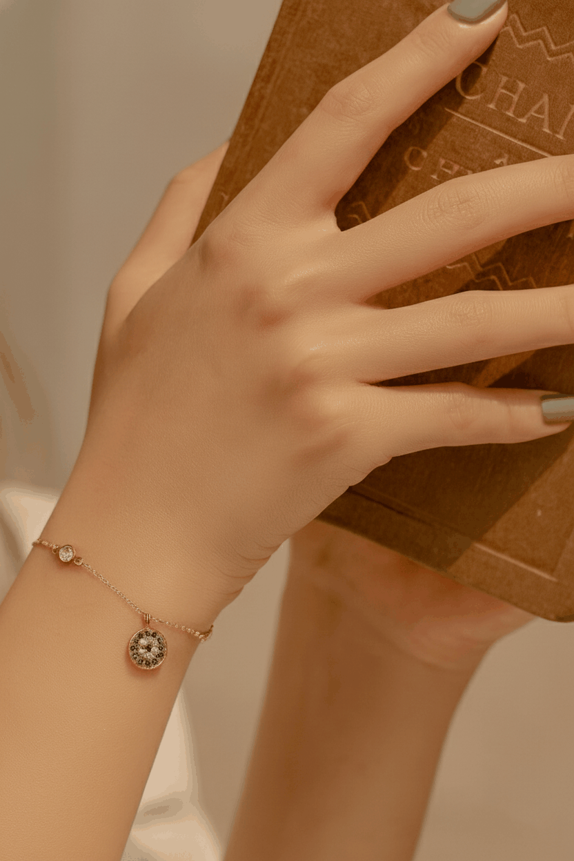 Celestia Evil Eye 925 Sterling Silver Bracelet for Women | Dual Tone Gold & Silver Elegant Protective Charm Bracelet House Of RISMÉ