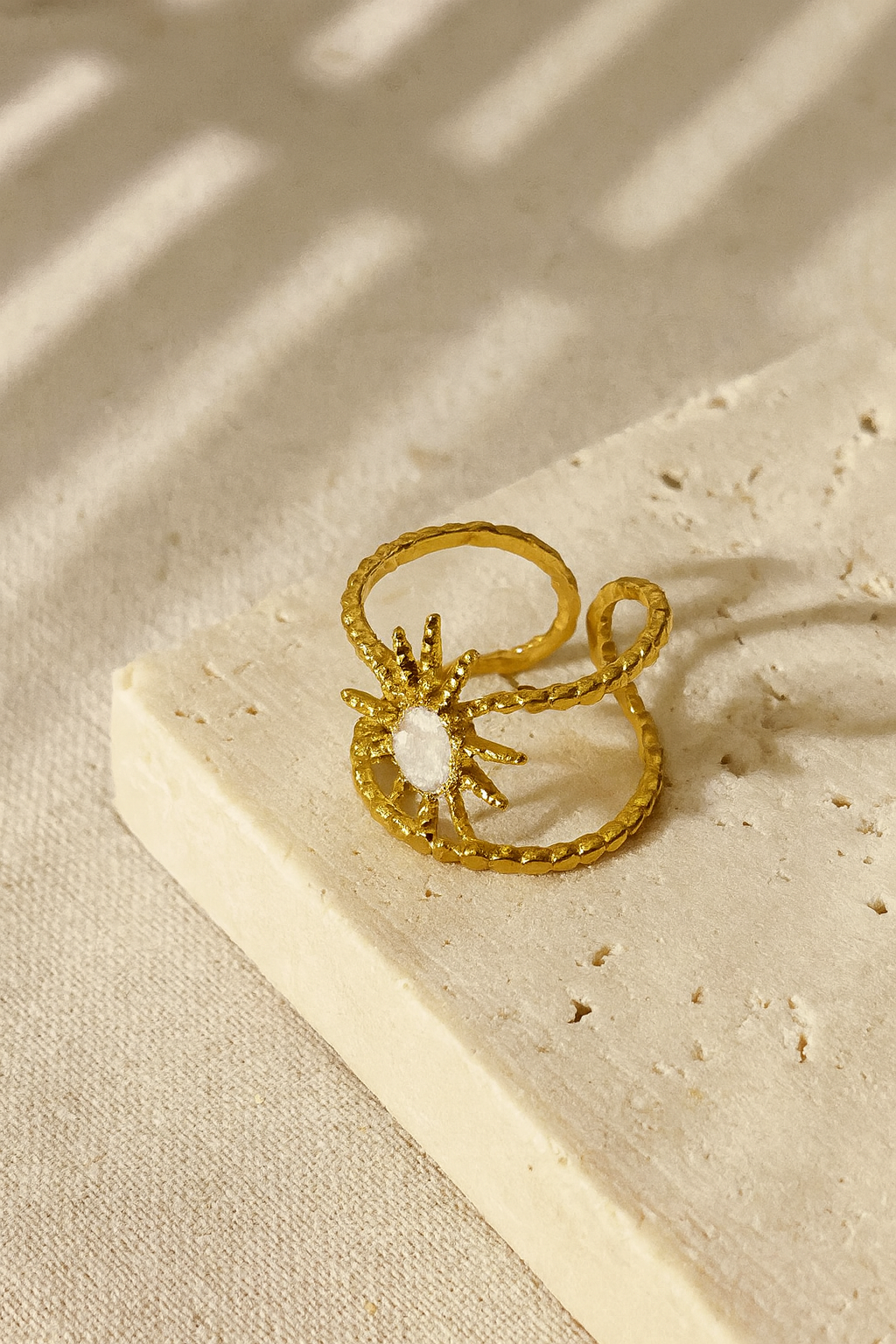 Celestial Orbit 18K Real Gold Plated Adjustable Ring | Gold, White & Black Swirl Band, Waterproof & Non-Tarnish House Of RISMÉ