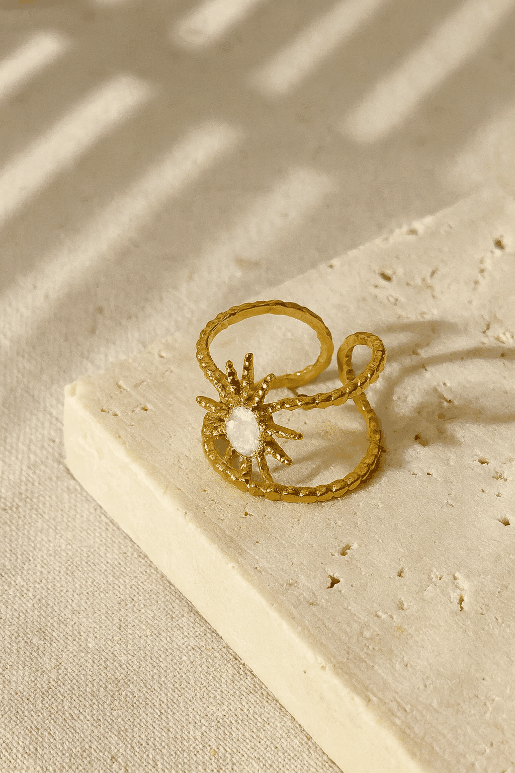 Celestial Orbit 18K Real Gold Plated Adjustable Ring | Gold, White & Black Swirl Band, Waterproof & Non-Tarnish House Of RISMÉ