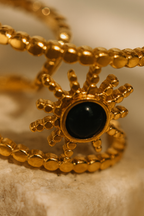 Celestial Orbit 18K Real Gold Plated Adjustable Ring | Gold, White & Black Swirl Band, Waterproof & Non-Tarnish House Of RISMÉ