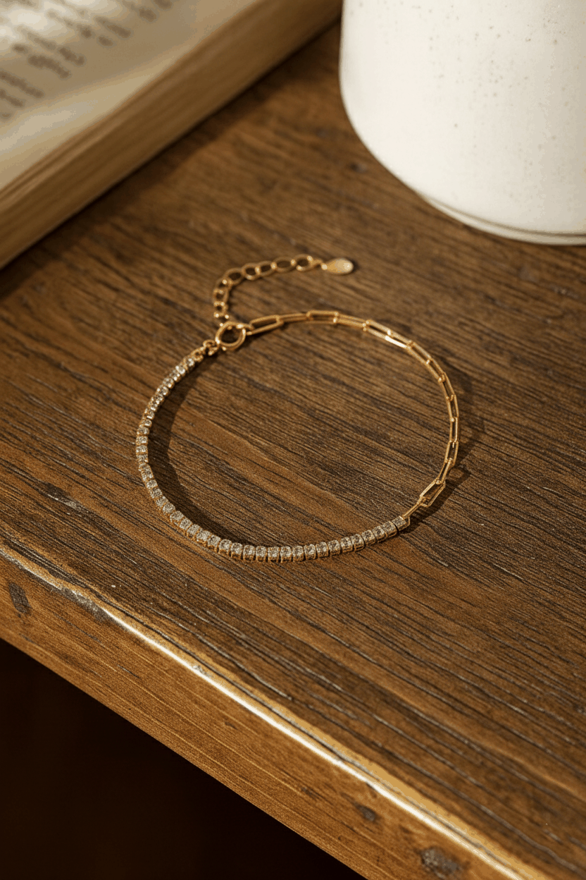 Duo Luxe 925 Sterling Silver Bracelet – Elegant Gold Plated Sterling Silver Bracelet for Women House Of RISMÉ