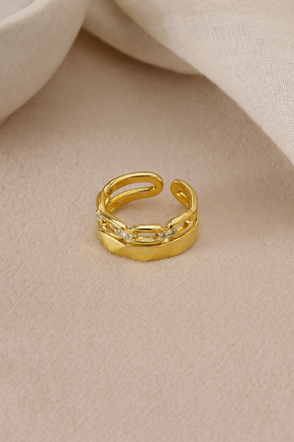 Empire Link 18K Gold Plated Adjustable Ring| Waterproof, Non-Tarnish Gold Band House Of RISMÉ