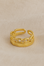 Empire Link 18K Gold Plated Adjustable Ring| Waterproof, Non-Tarnish Gold Band House Of RISMÉ