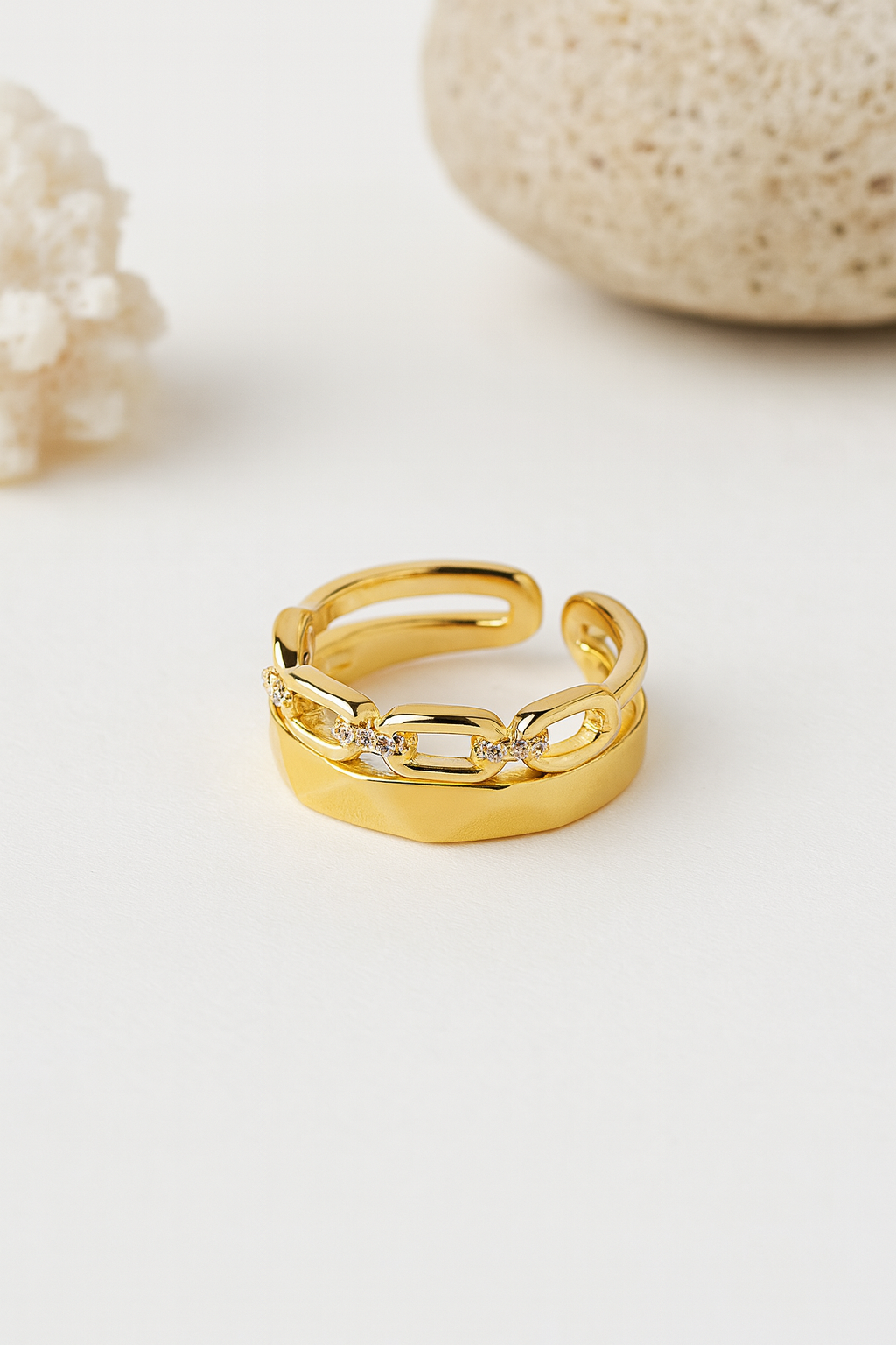 Empire Link 18K Gold Plated Adjustable Ring| Waterproof, Non-Tarnish Gold Band House Of RISMÉ