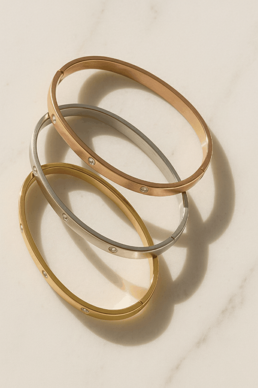 Glint Rhinestone Bangle Bracelet for Women | 18K Gold Plated Elegant Statement Bangle House Of RISMÉ