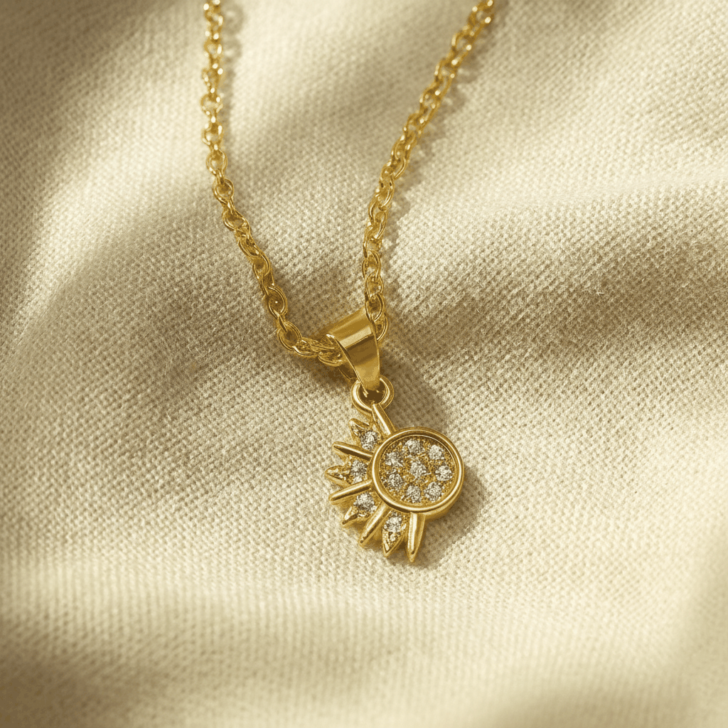 Lustra Sol 925 Sterling Silver Necklace – Gold & Silver Pendant with 18K Gold Plating, Elegant Sterling Silver Jewelry House Of RISMÉ