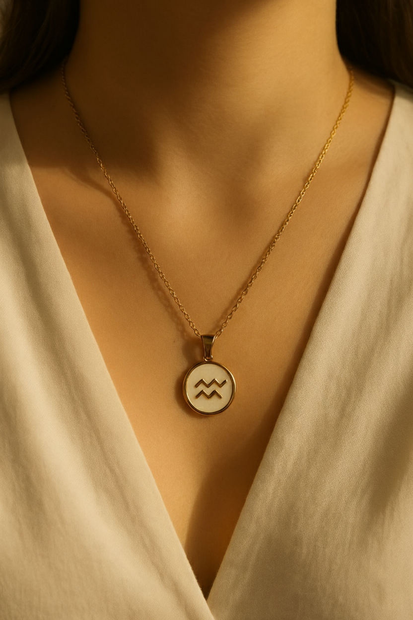 Lux Zodiac Inspired 18K Gold Plated Necklace | Waterproof, Anti-Tarnish Astrological Pendant Jewelry House Of RISMÉ