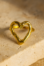 Molten Heart 18K Gold Plated Adjustable Ring| Bold Heart Design, Waterproof & Non-Tarnish Jewelry House Of RISMÉ