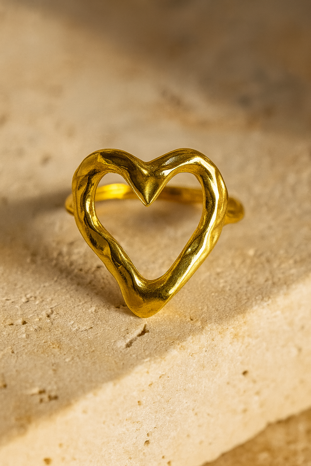 Molten Heart 18K Gold Plated Adjustable Ring| Bold Heart Design, Waterproof & Non-Tarnish Jewelry House Of RISMÉ