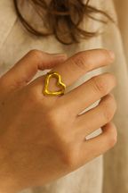 Molten Heart 18K Gold Plated Adjustable Ring| Bold Heart Design, Waterproof & Non-Tarnish Jewelry House Of RISMÉ