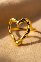 Molten Heart 18K Gold Plated Adjustable Ring| Bold Heart Design, Waterproof & Non-Tarnish Jewelry House Of RISMÉ