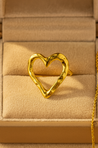 Molten Heart 18K Gold Plated Adjustable Ring| Bold Heart Design, Waterproof & Non-Tarnish Jewelry House Of RISMÉ