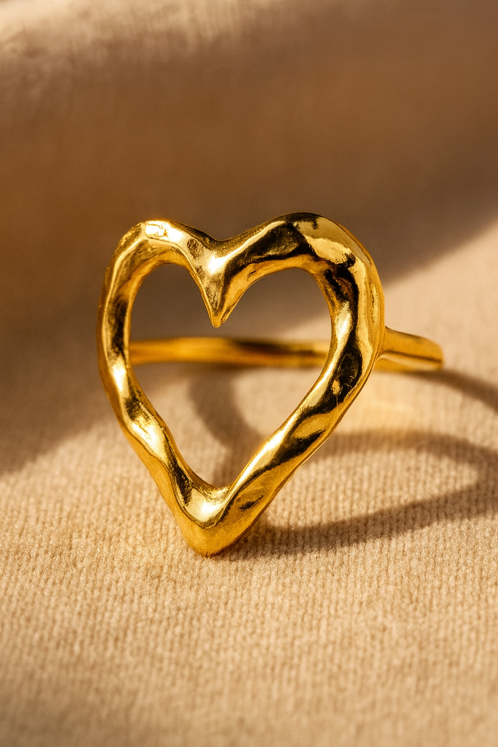 Molten Heart 18K Gold Plated Adjustable Ring| Bold Heart Design, Waterproof & Non-Tarnish Jewelry House Of RISMÉ