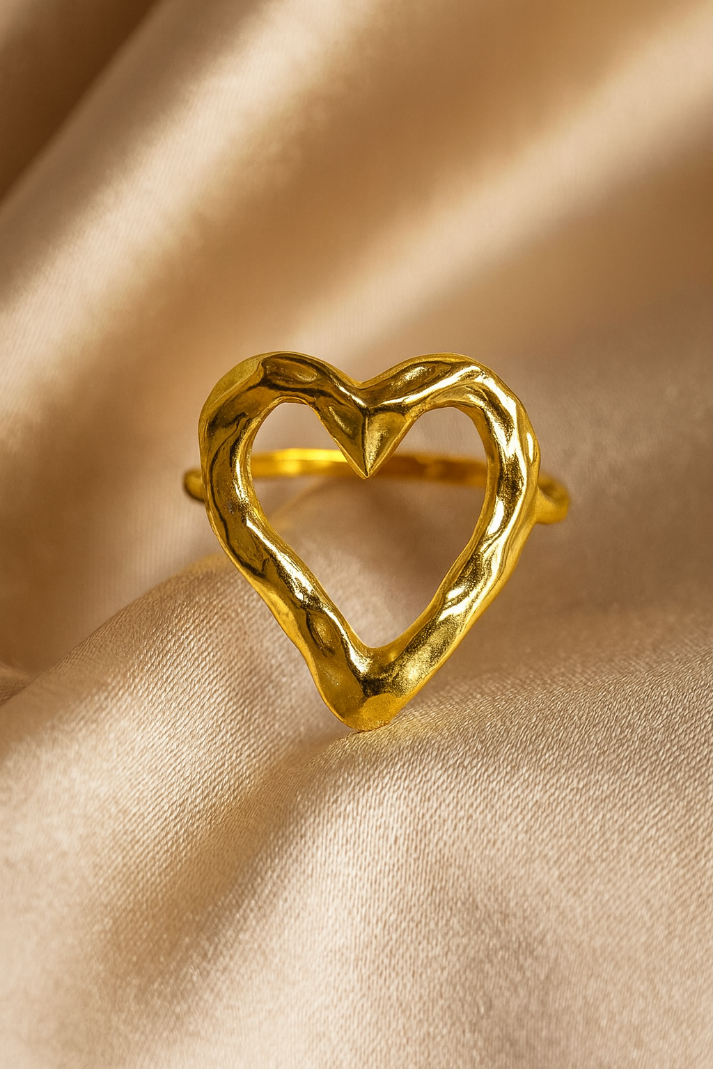 Molten Heart 18K Gold Plated Adjustable Ring| Bold Heart Design, Waterproof & Non-Tarnish Jewelry House Of RISMÉ