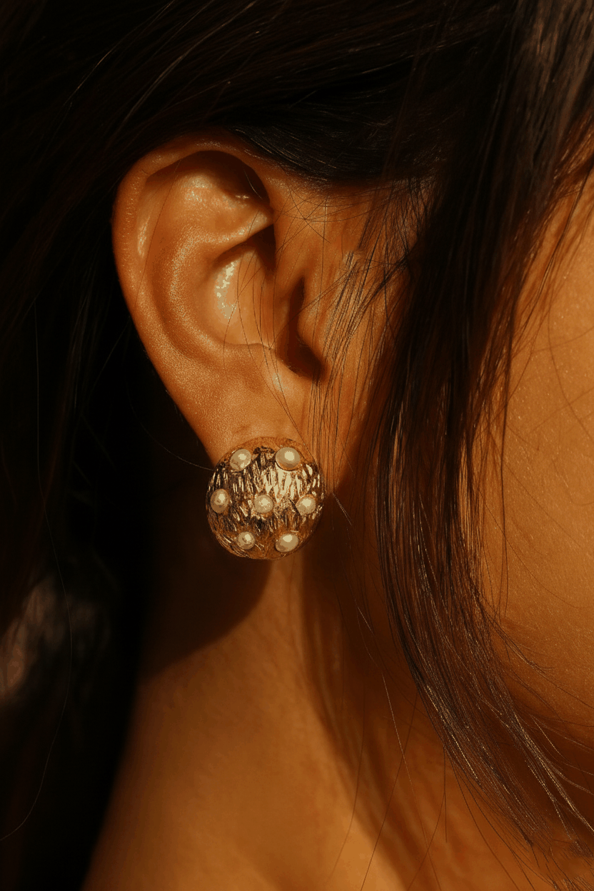 Orbs 24K Gold Plated Pearl Hoop Earrings - Elegant Gold Hoops for Women, Statement Earrings House Of RISMÉ