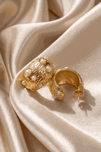 Orbs 24K Gold Plated Pearl Hoop Earrings - Elegant Gold Hoops for Women, Statement Earrings House Of RISMÉ
