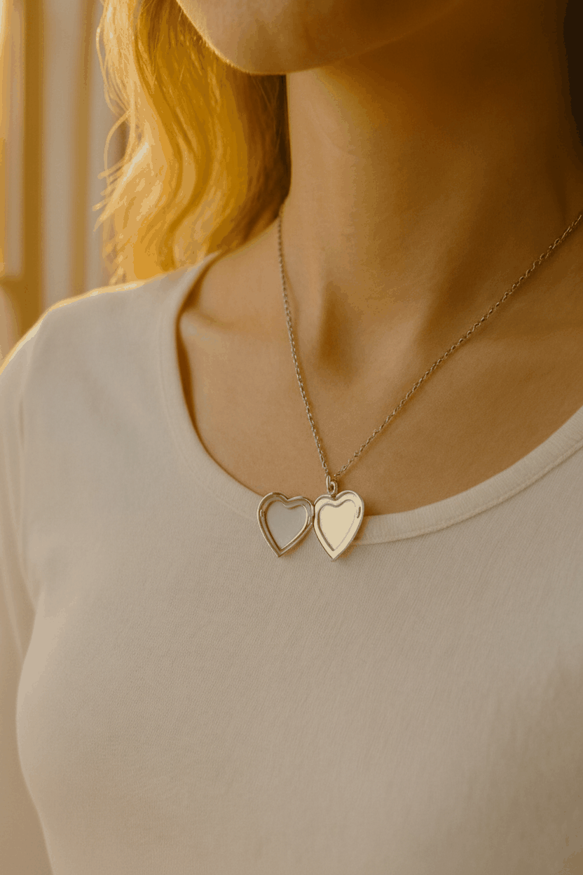 Personalized Amoura Heart Picture Locket Necklace | 18K Gold Plated Custom Photo Pendant Necklace House Of RISMÉ