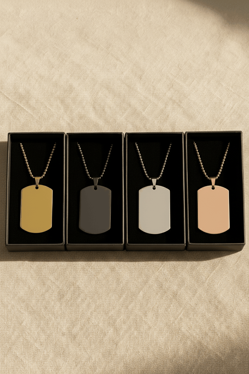 Personalized Classic Men’s Dog Tag Necklace | 18K Gold Plated Custom Pendant Chain for Men House Of RISMÉ