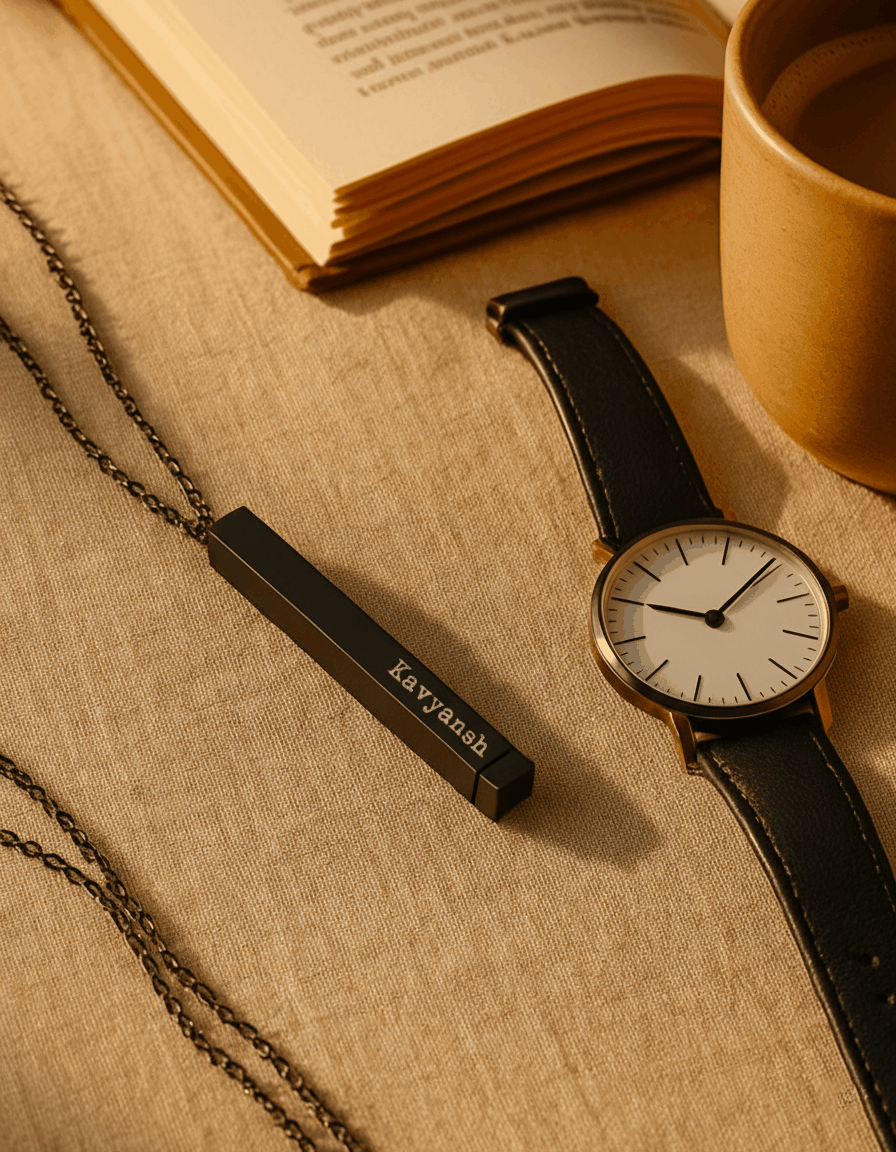 Personalized Monarque Slide Bar Necklace | 18K Gold Plated Custom Bar Pendant Necklace House Of RISMÉ