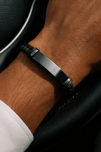 Personalized Noir Tag Men’s Bracelet | Black Chain Streetwear Bracelet with Custom Tag Charm House Of RISMÉ