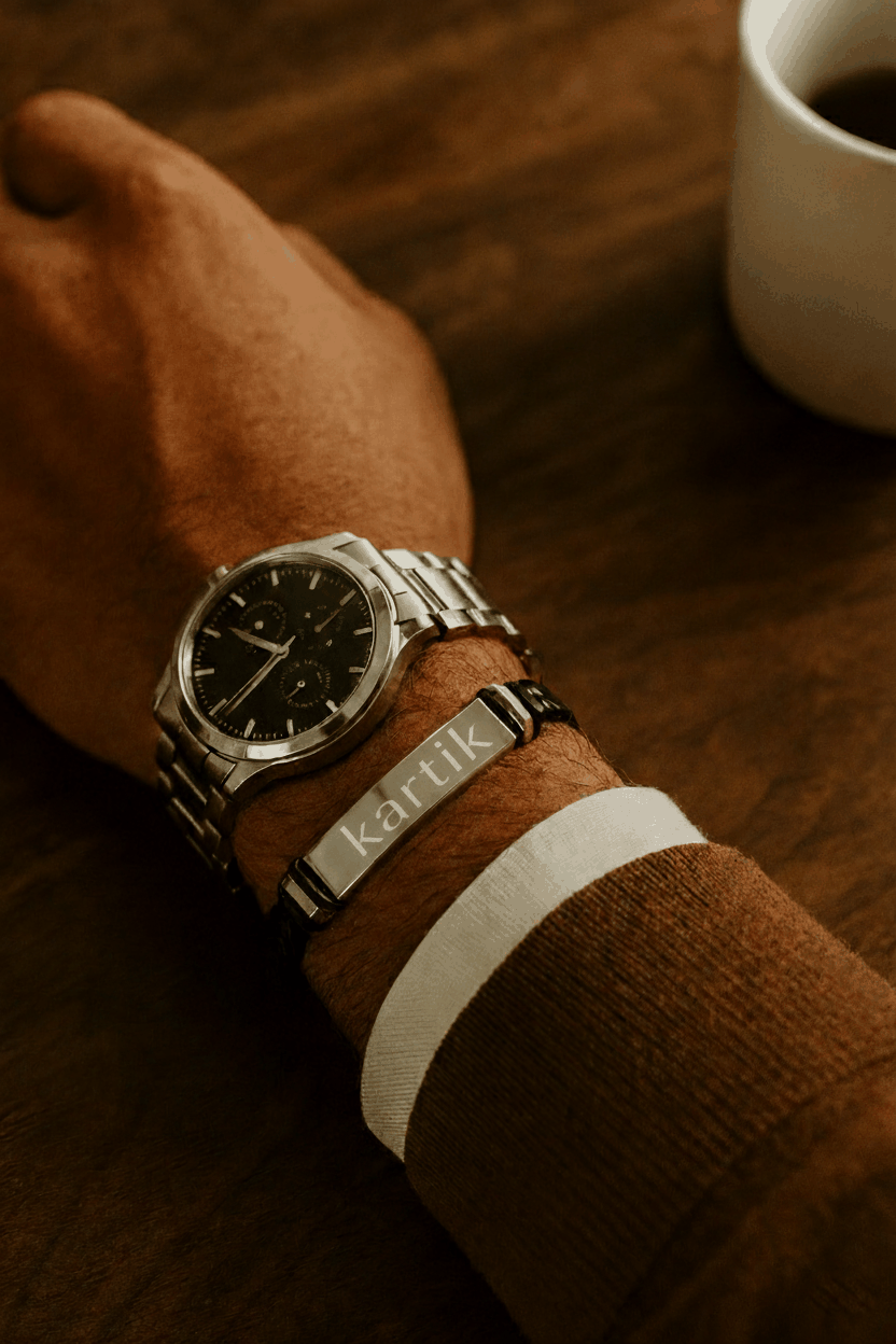 Personalized Noir Tag Men’s Bracelet | Black Chain Streetwear Bracelet with Custom Tag Charm House Of RISMÉ