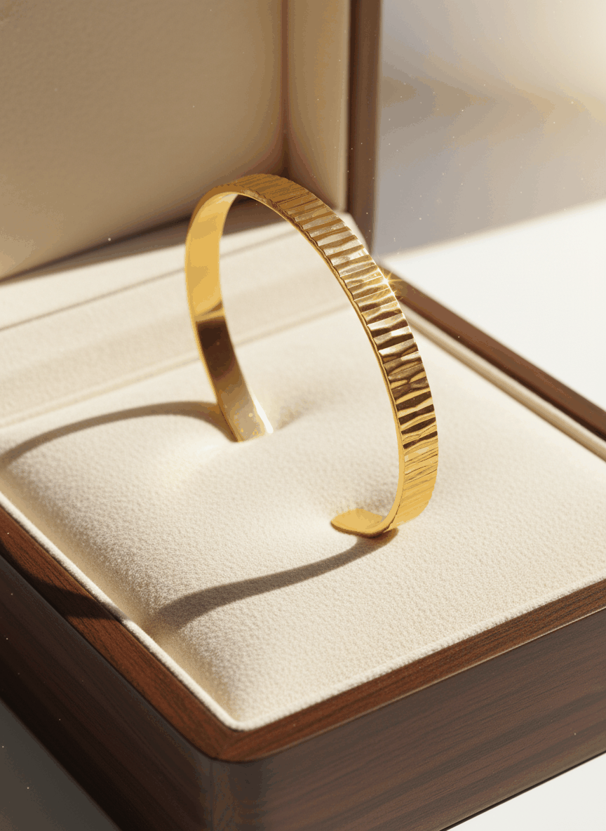 Prisma 24K Gold Plated Bangle Bracelet for Women | Elegant Statement Gold Bangle House Of RISMÉ