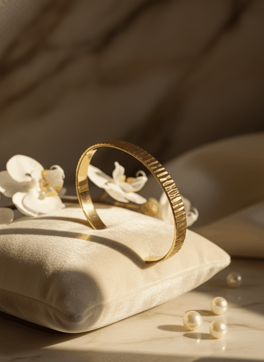Prisma 24K Gold Plated Bangle Bracelet for Women | Elegant Statement Gold Bangle House Of RISMÉ