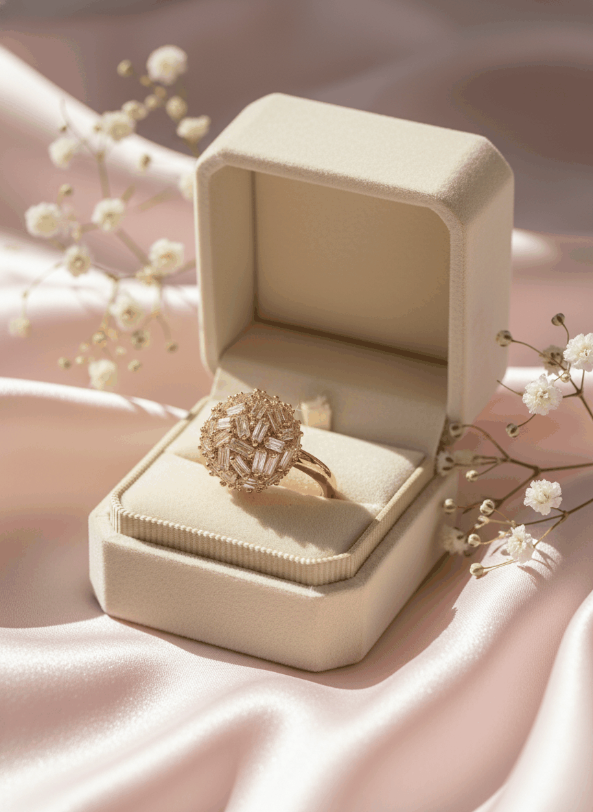 Starlit Burst 18K Gold Plated Zircon Adjustable Ring | Elegant Copper Statement Ring with Sparkling Zircon House Of RISMÉ