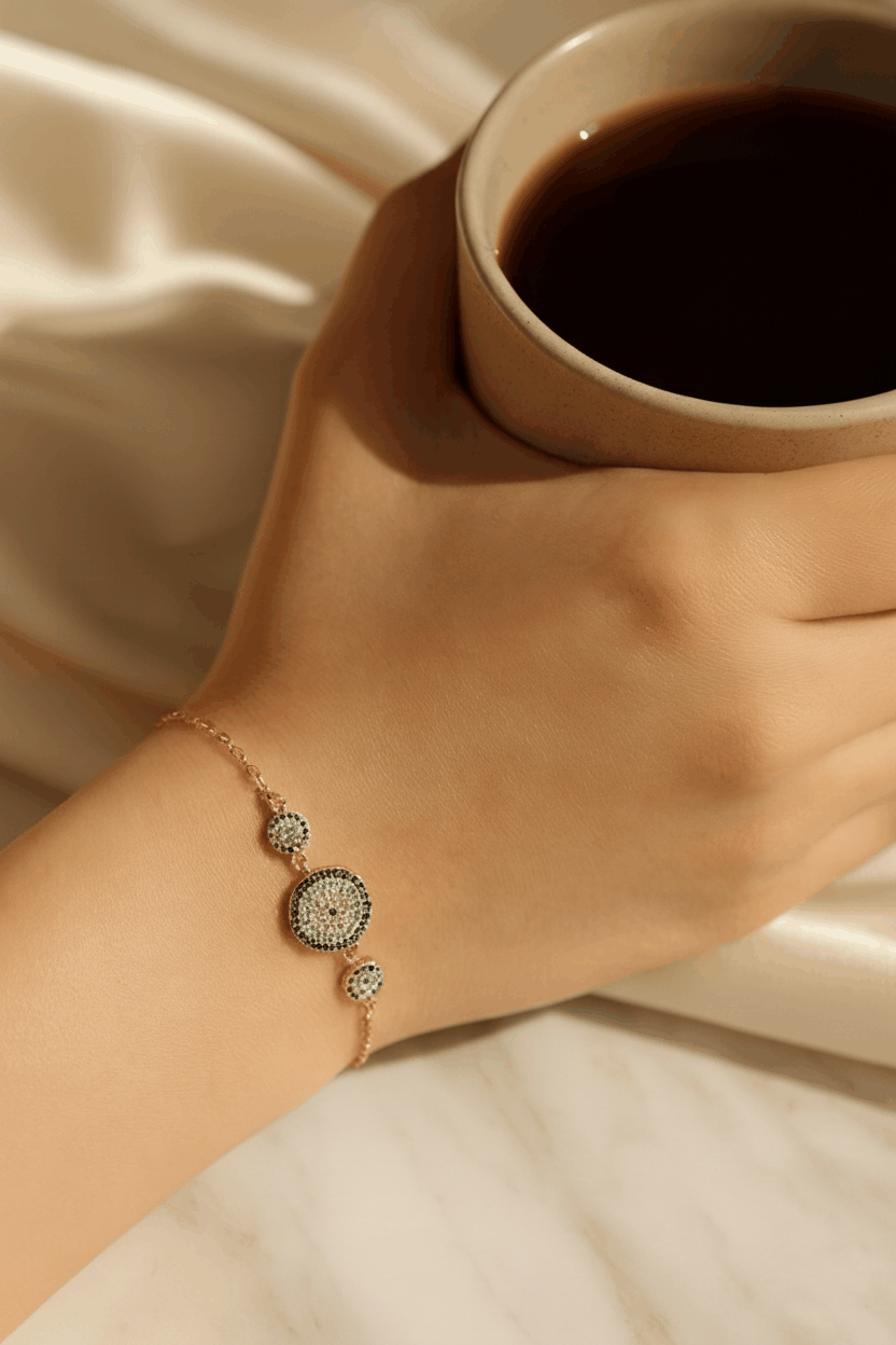 Trio Evil Eye 925 Sterling Silver Bracelet for Women | Dual Tone Gold & Silver Protective Charm Bracelet House Of RISMÉ