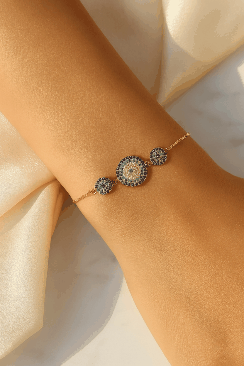 Trio Evil Eye 925 Sterling Silver Bracelet for Women | Dual Tone Gold & Silver Protective Charm Bracelet House Of RISMÉ