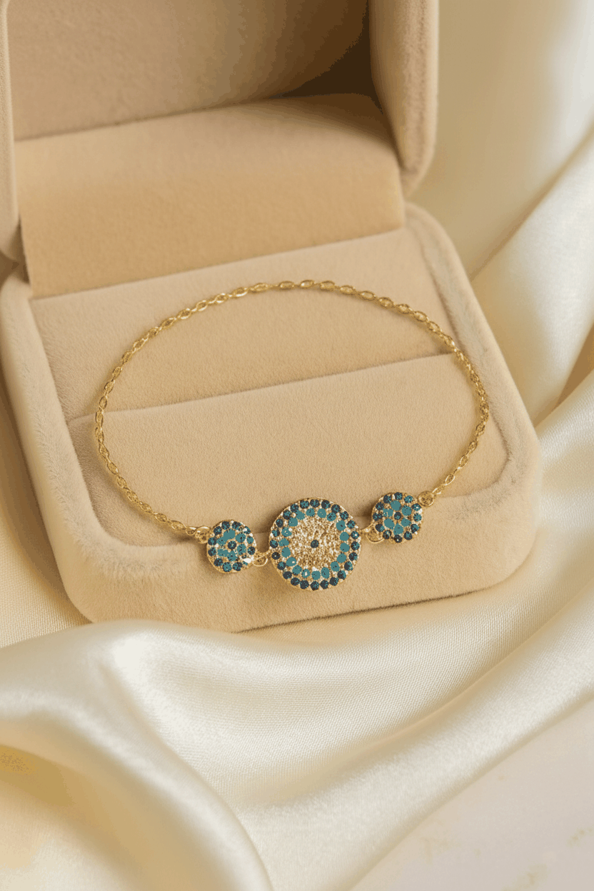 Trio Evil Eye 925 Sterling Silver Bracelet for Women | Dual Tone Gold & Silver Protective Charm Bracelet House Of RISMÉ