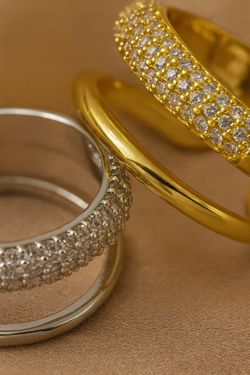 Twilight Lustre Band 18K Gold Plated Zircon Adjustable Ring | Gold & Silver Copper Statement Ring with Sparkling Zircon House Of RISMÉ