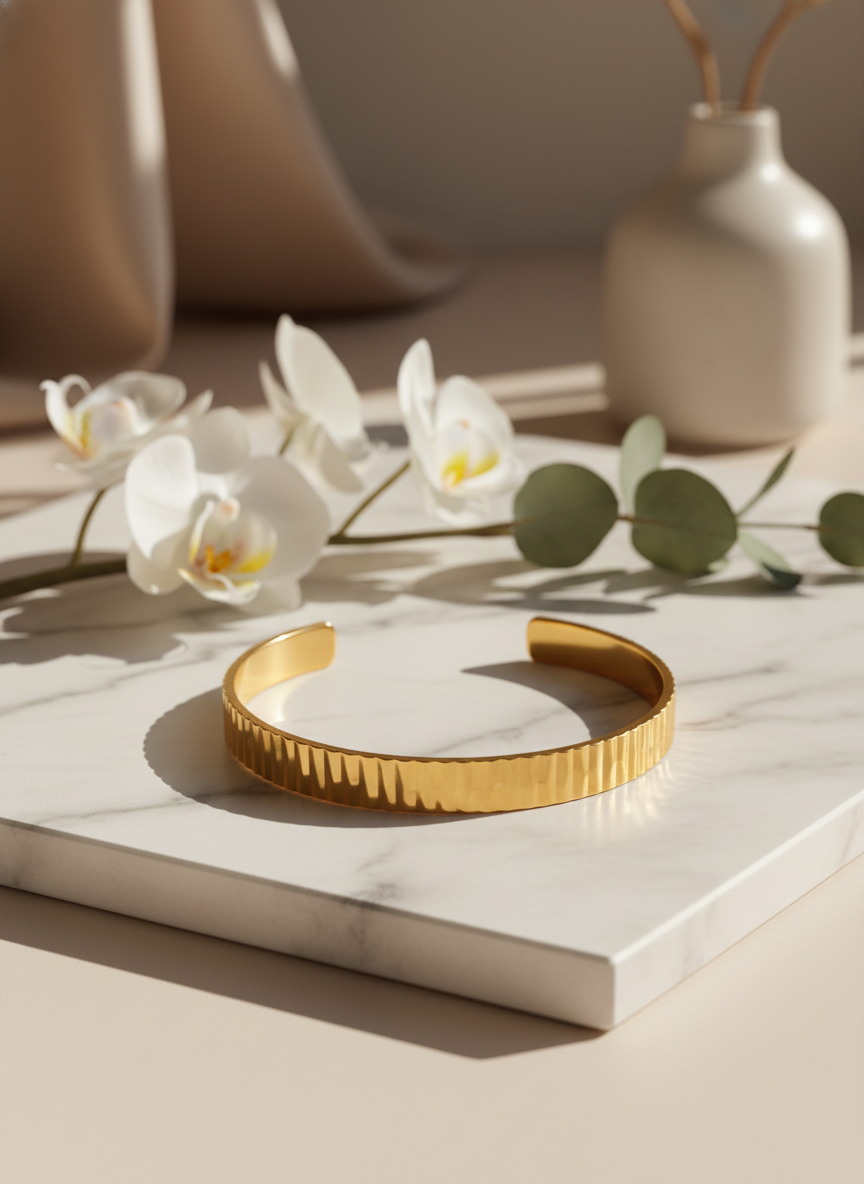 Prisma 24K Gold Plated Bangle Bracelet for Women | Elegant Statement Gold Bangle