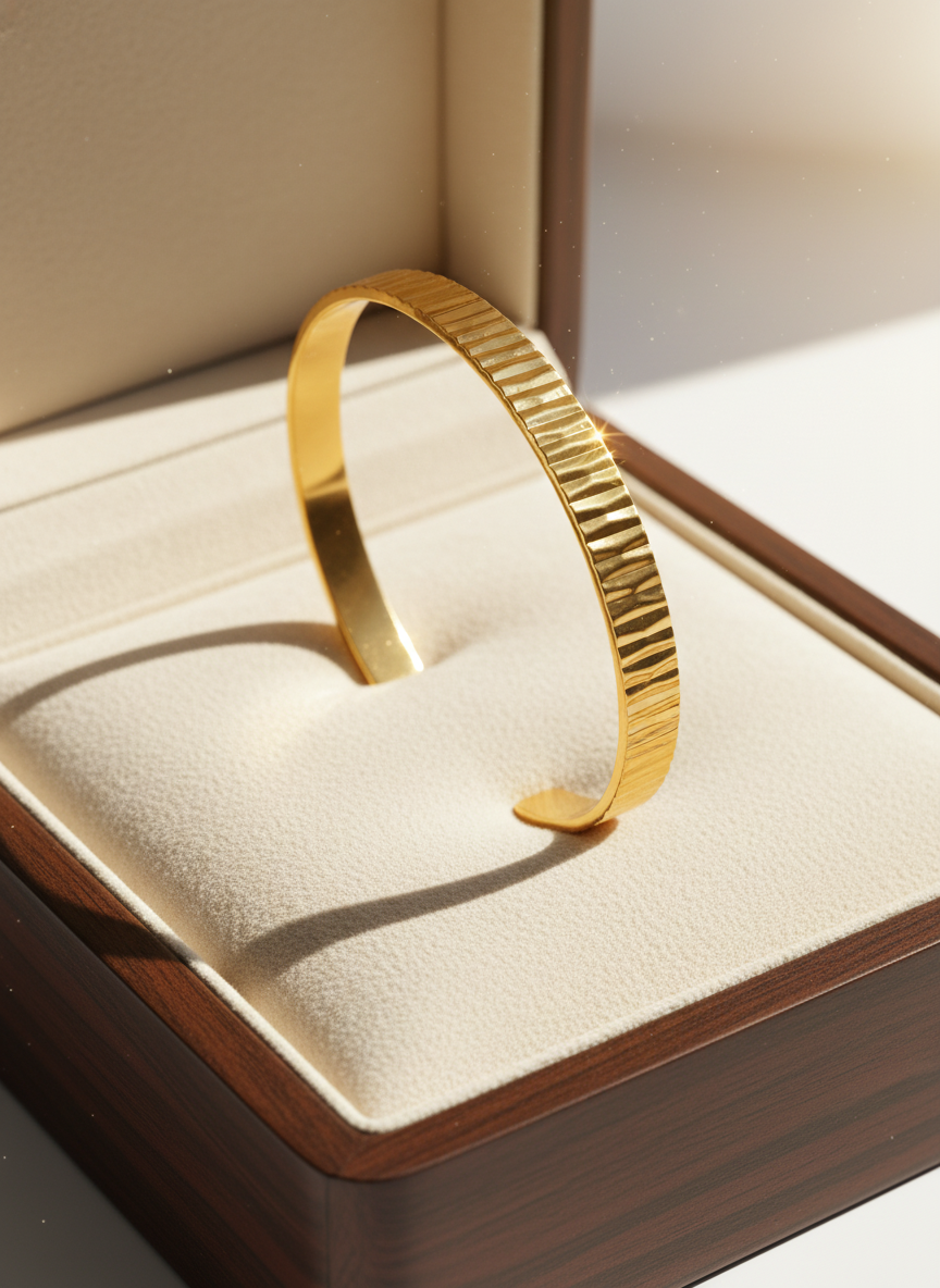 Prisma 24K Gold Plated Bangle Bracelet for Women | Elegant Statement Gold Bangle