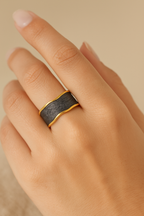 White Mirage 18K Gold Plated Adjustable Ring | Pearlescent Wave Pattern Band, Waterproof & Non-Tarnish House Of RISMÉ