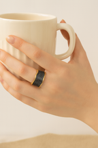 White Mirage 18K Gold Plated Adjustable Ring | Pearlescent Wave Pattern Band, Waterproof & Non-Tarnish House Of RISMÉ