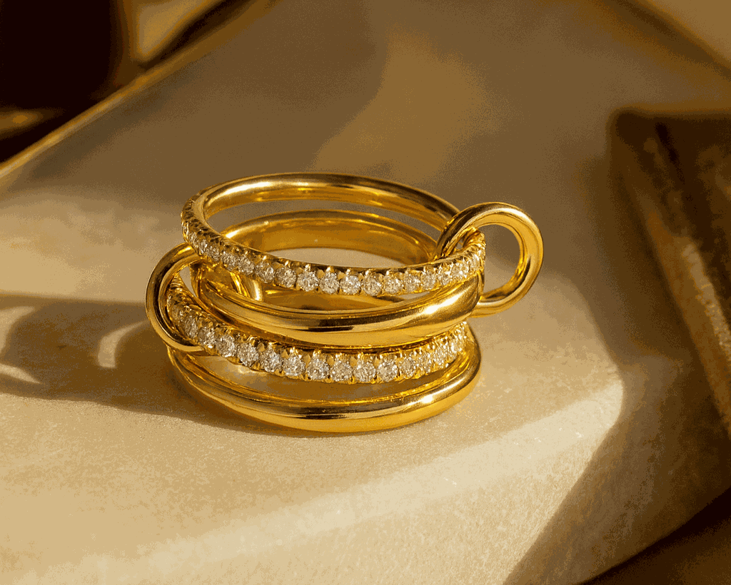 Zeraphine Stackable Layer Ring in 925 Sterling Silver | Gold & Platinum Plated Layered Stackable Band for Women House Of RISMÉ